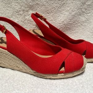 Lauren Ralph Lauren Vibrant Red Espadrille Slingbacks